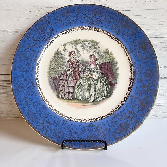 Vintage Century By Salem 23 Karat Gold Plate Blue With Godey’s Ladies - Picture 2 of 13